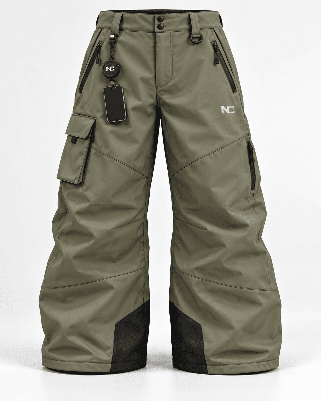 Naked Canvas Snow Pant in Olive, front view